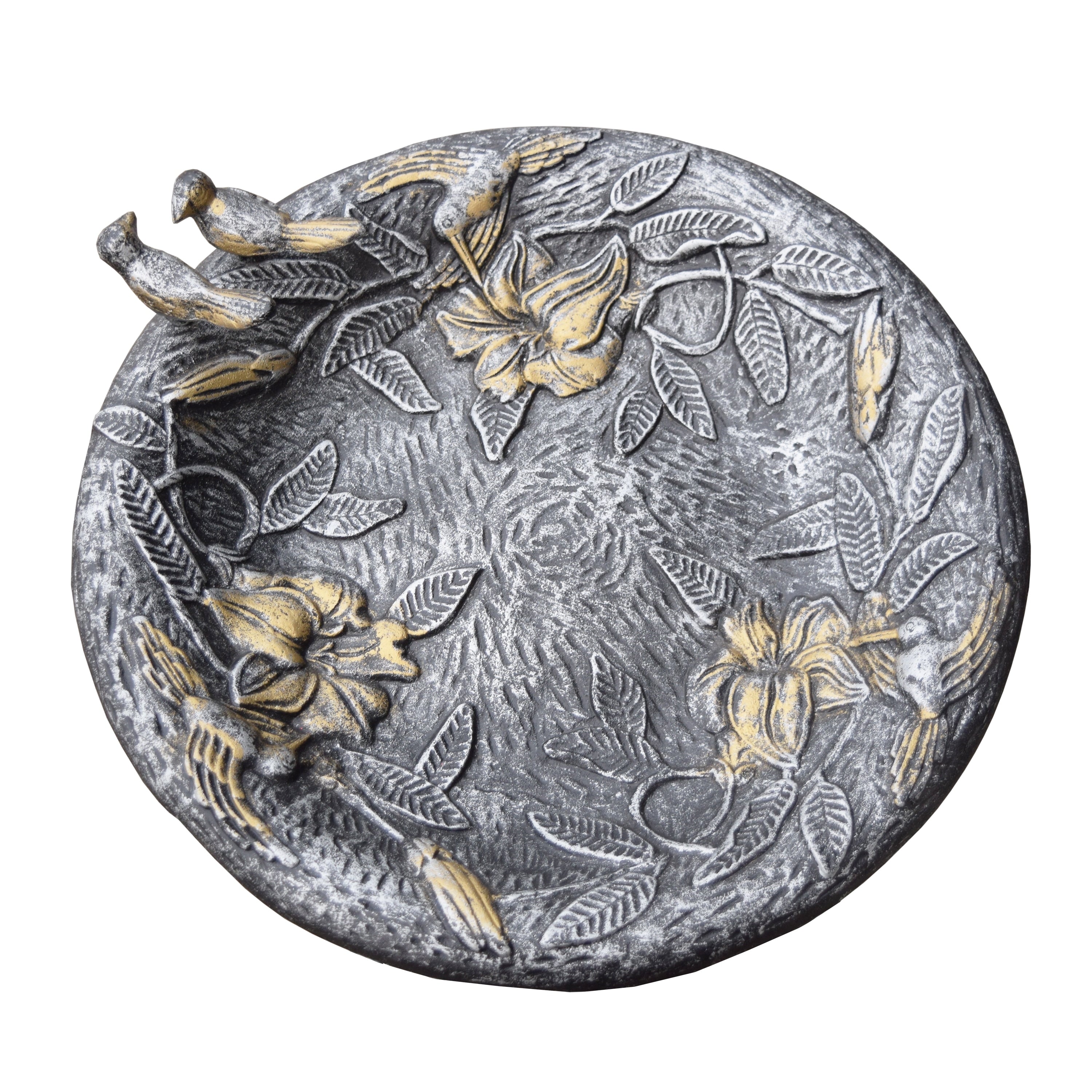 High Quality Metal Bird Bath With Singing Birds No Assembly Required