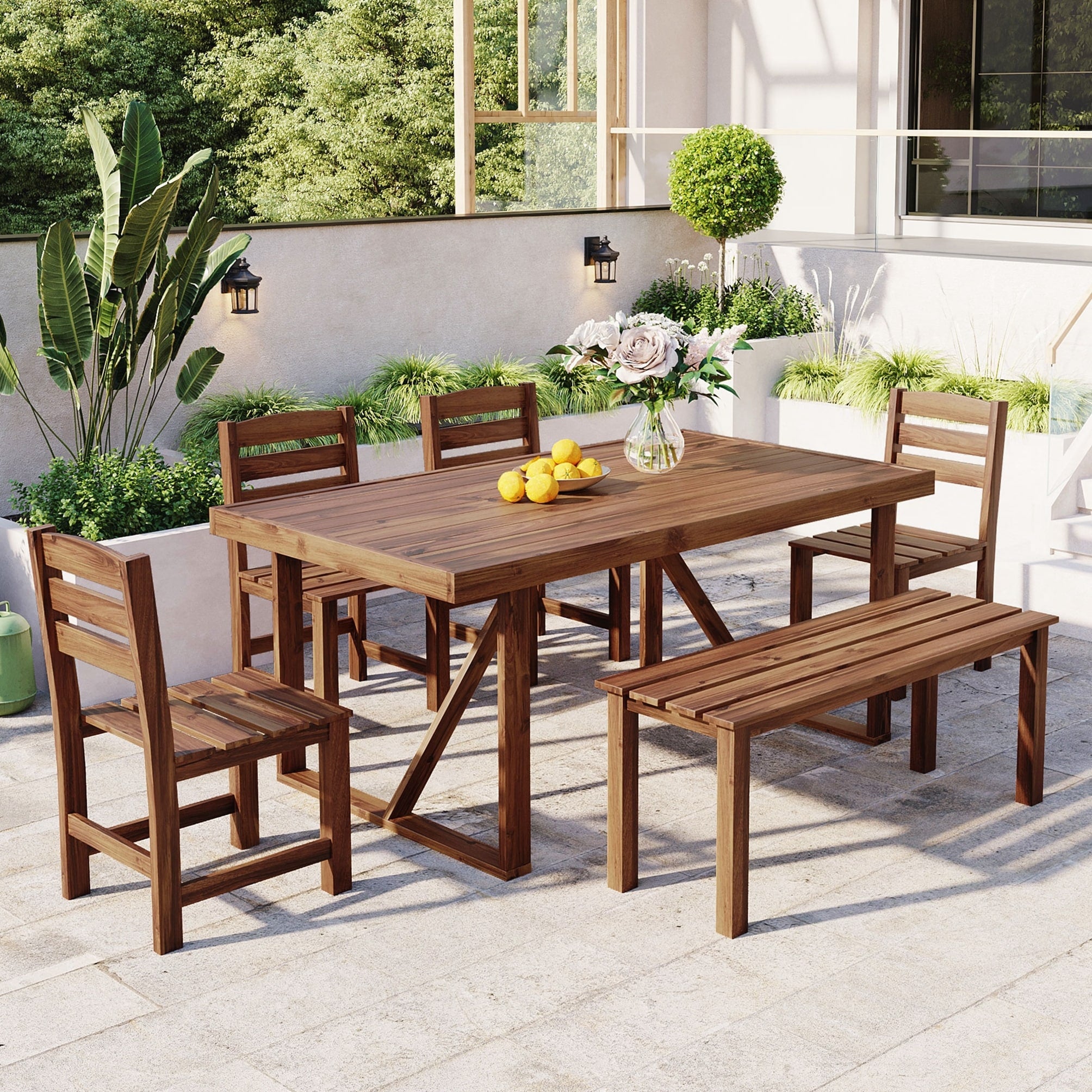 High Quality Acacia Wood Outdoor Table And Chair Set Suitable For Patio Balcony Backyard