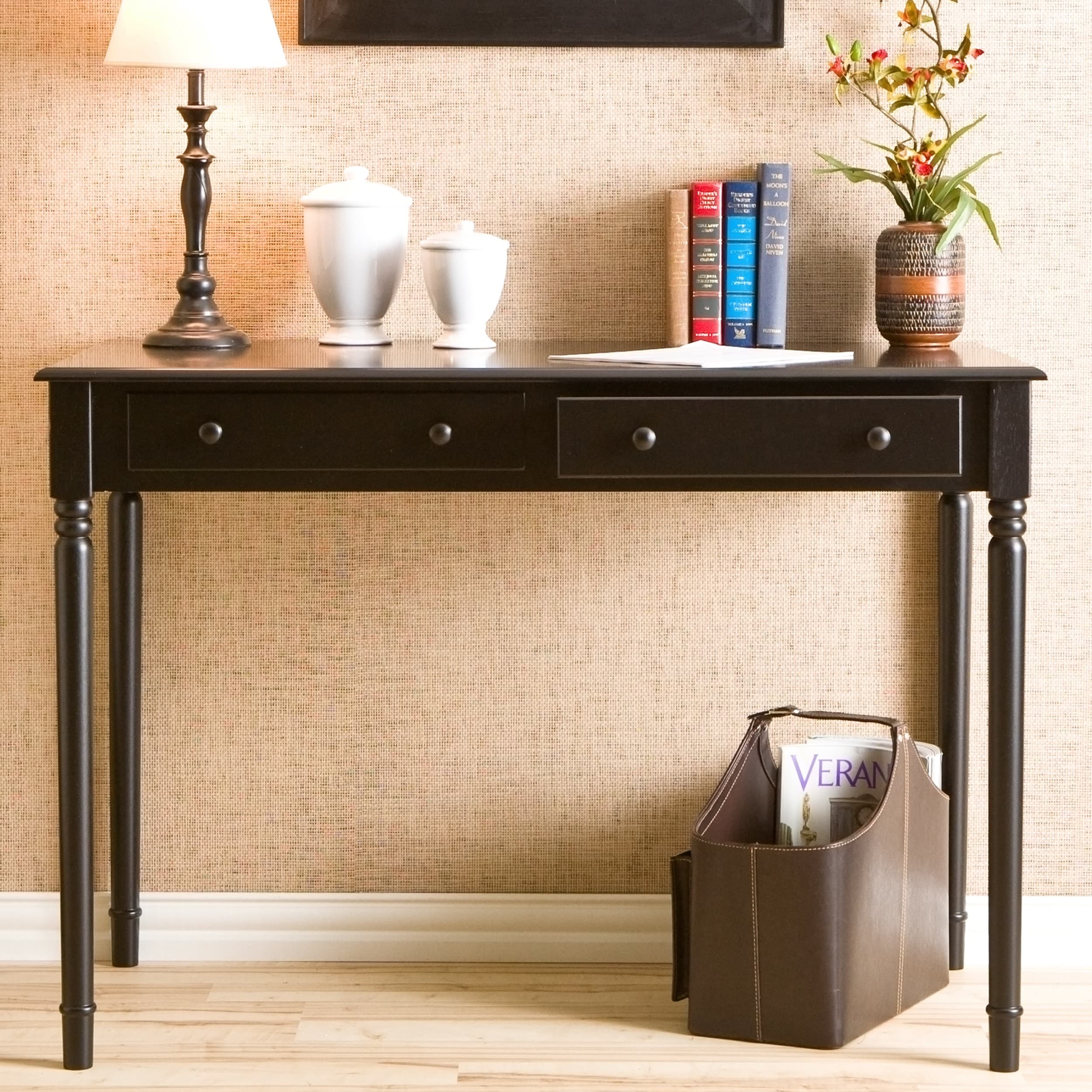 Copper Grove Waterfront Black 2 Drawer Desk