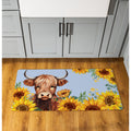 Highland Cow And Sunflowers Anti Fatigue Door Mat 40 X 20