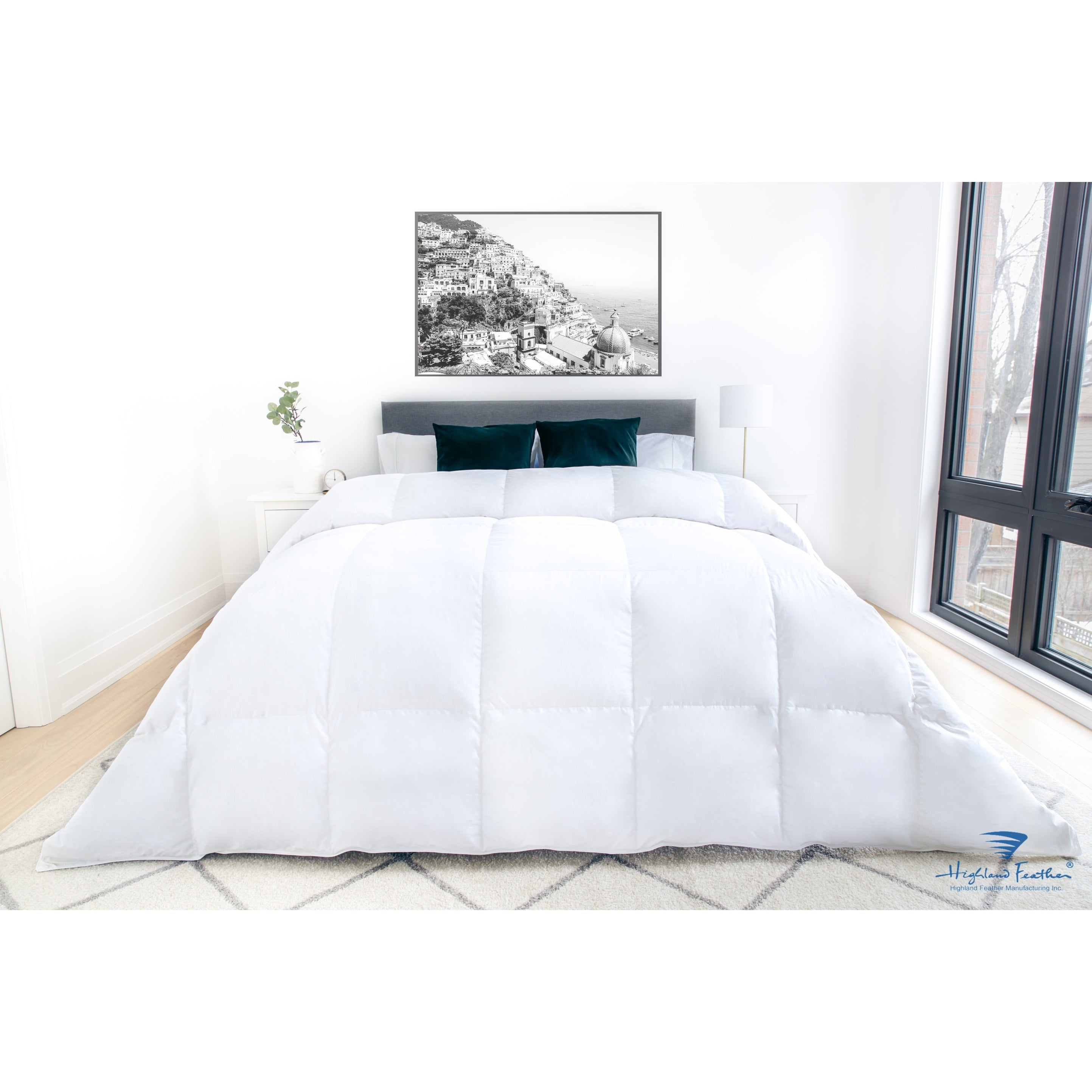 Highlandfeather 500Tc Swiss Dot 550Loft White Goose Down Deluxe Fill