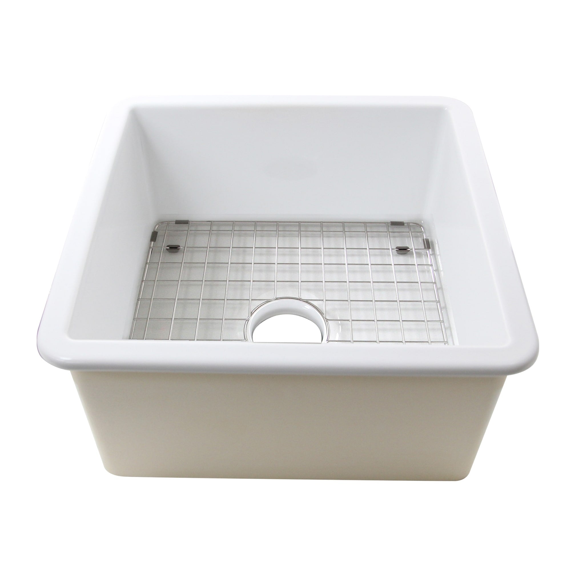 Highpoint Collection 16 Inch Square Fireclay Kitchen Prep Or Bar Sink 18 X 18 X8.5 Inches