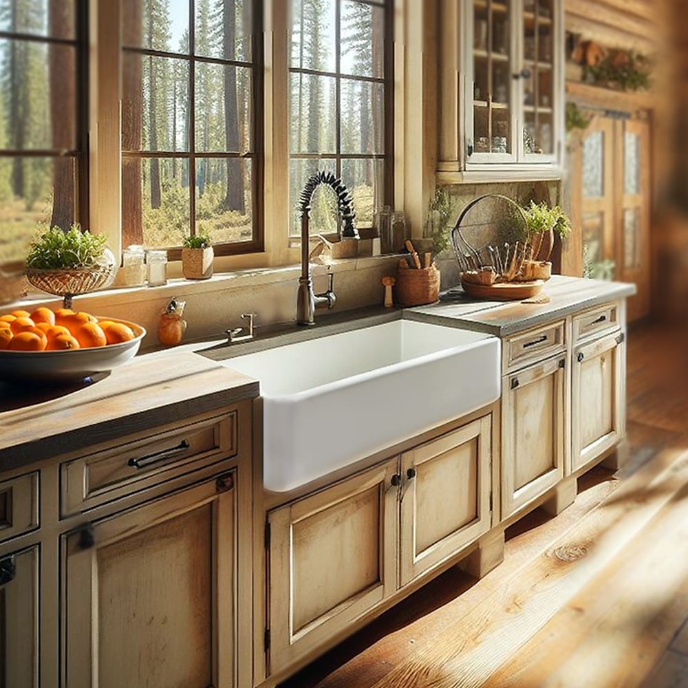 Highpoint Collection 31 Inch Fireclay Farmhouse Sink 31 X 18 X 8.75 Inches