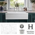 Highpoint Collection 50 50 Farmhouse Sink With Grids And Drains 33 X 20 X 9.75