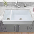 Highpoint Collection Fireclay Reversible Double Bowl Farmsink 35.5 X 19.75 X 9.75