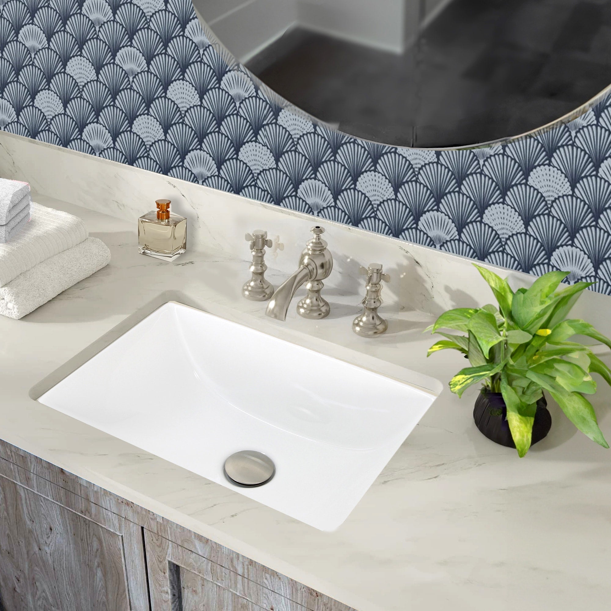 Highpoint Collection Petite 16X11 Rectangle Ceramic Undermount Vanity Lavatory Sink