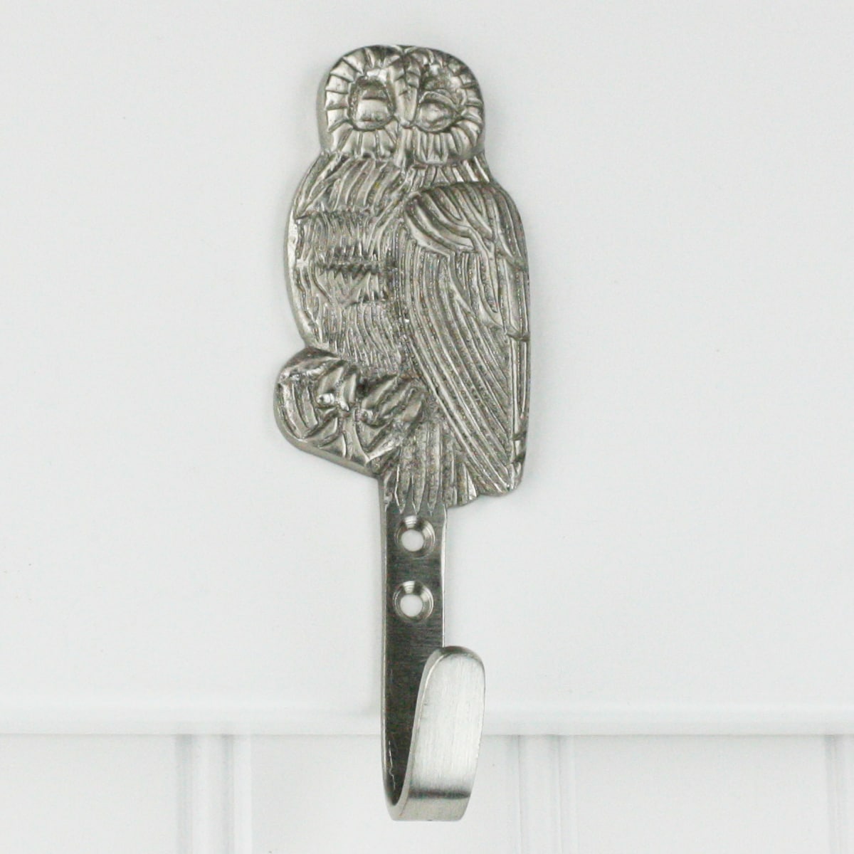 Highpoint Collection Satin Nickel Plated Owl Wall Hooks Set Of 4