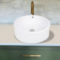 Highpoint Collection White 16 Inch Round Ceramic Bathroom Vessel Sink