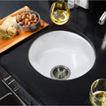 Highpoint Collection White Single Bowl Round Fireclay Island Bar Or Butlers Pantry Sink