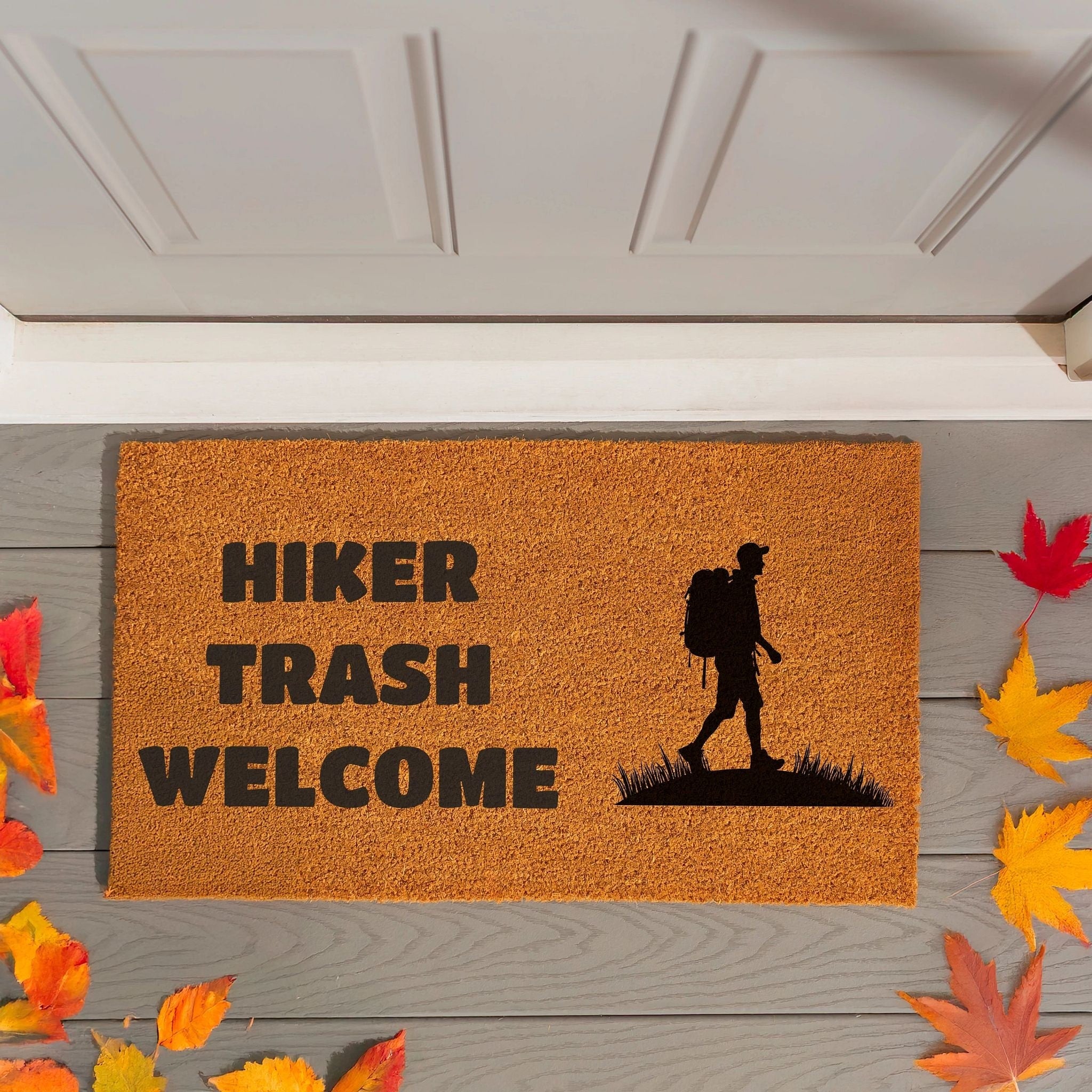 Hiker Trash Welcome Coir Door Mat 28 X 16 28 X 16