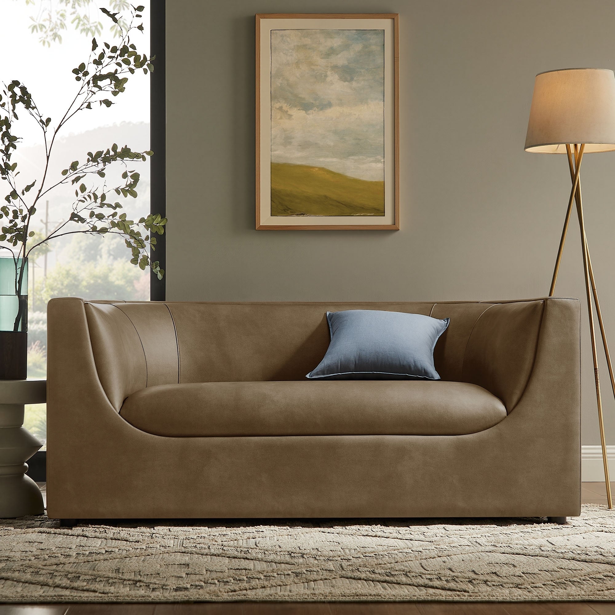 Hilda 67 Curved Back Vegan Leather Loveseat