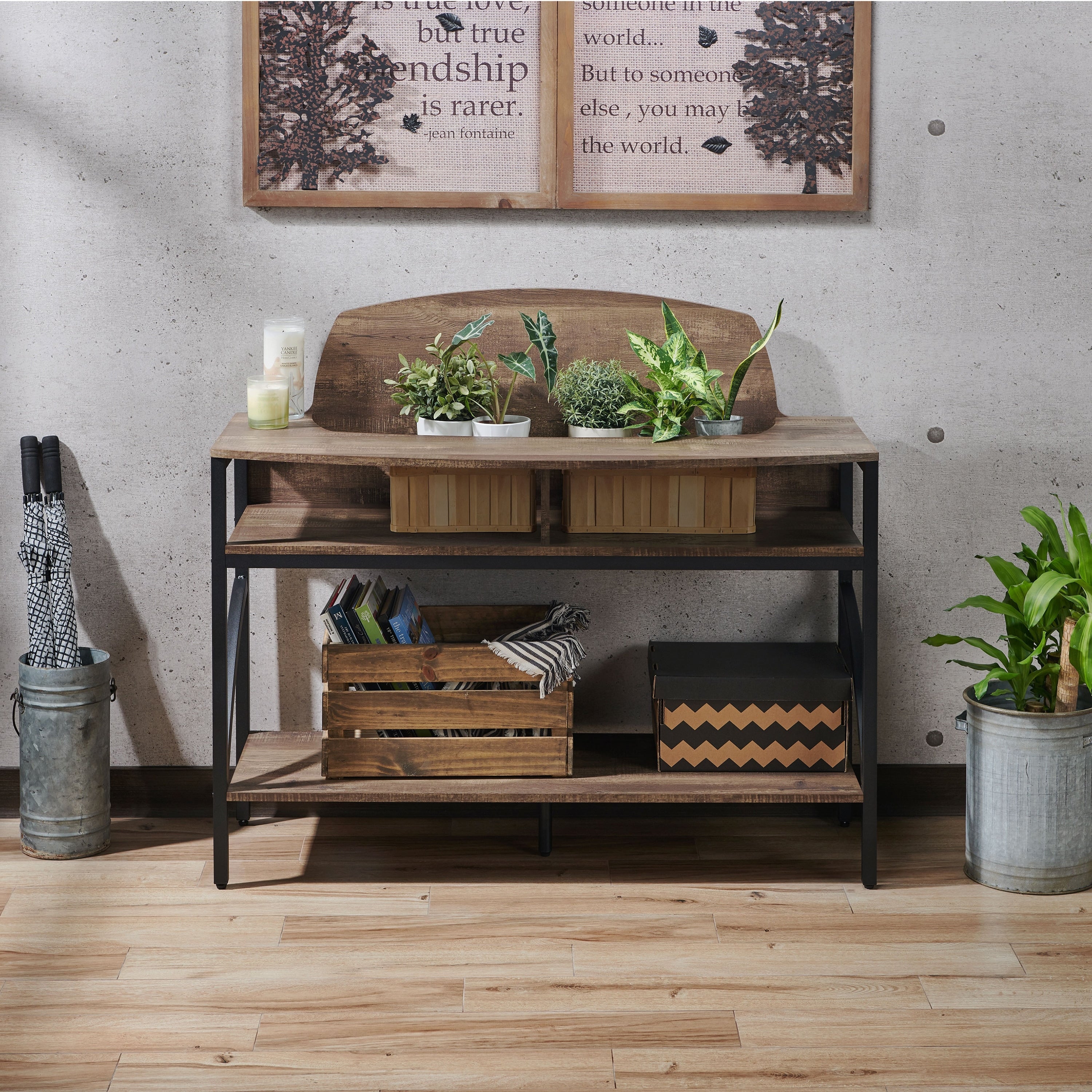 Furniture Of America Hildebrand Reclaimed Oak Plant Stand