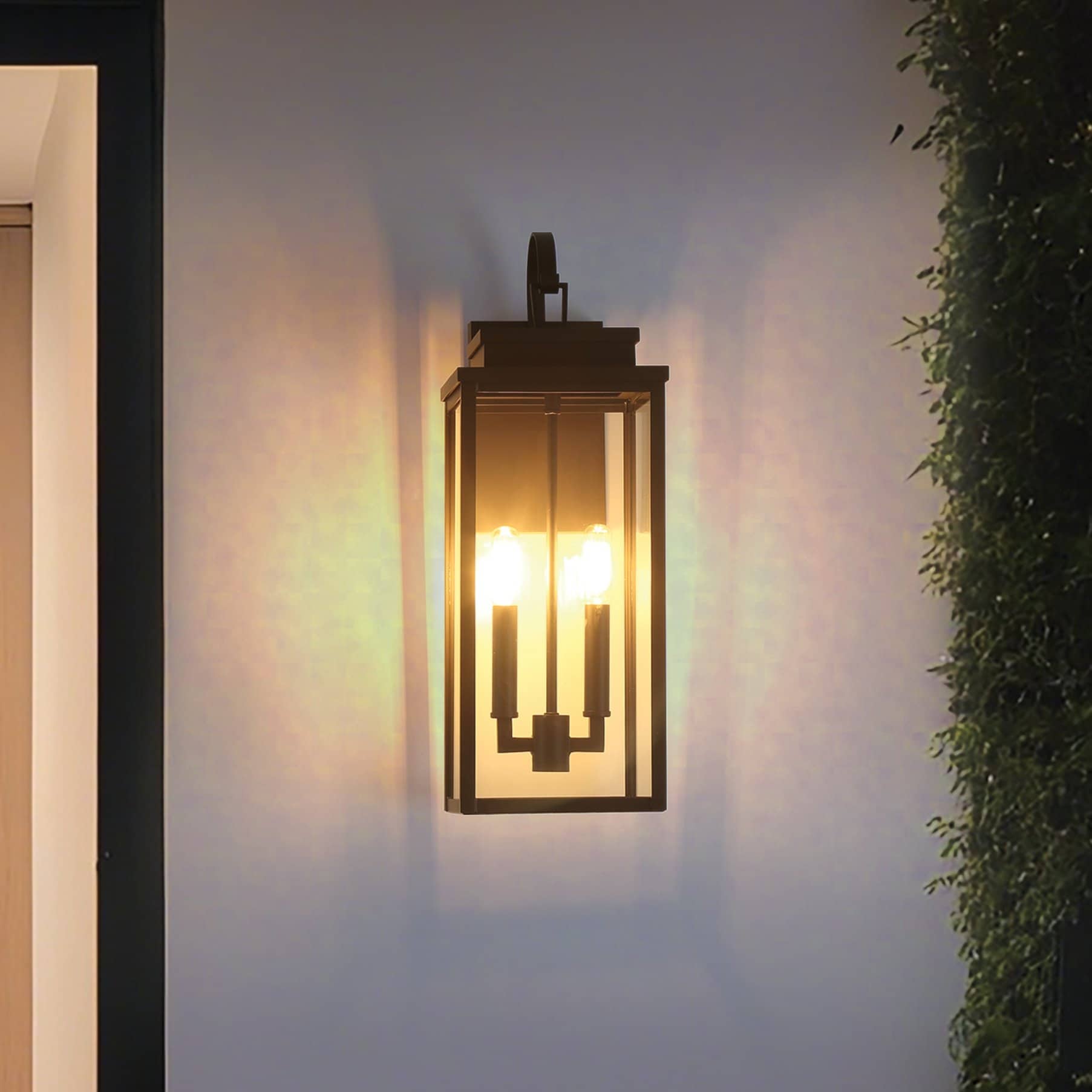 Hillside 20 Inch 2 Light Dark Bronze Exterior Wall Sconce With Clear Glass
