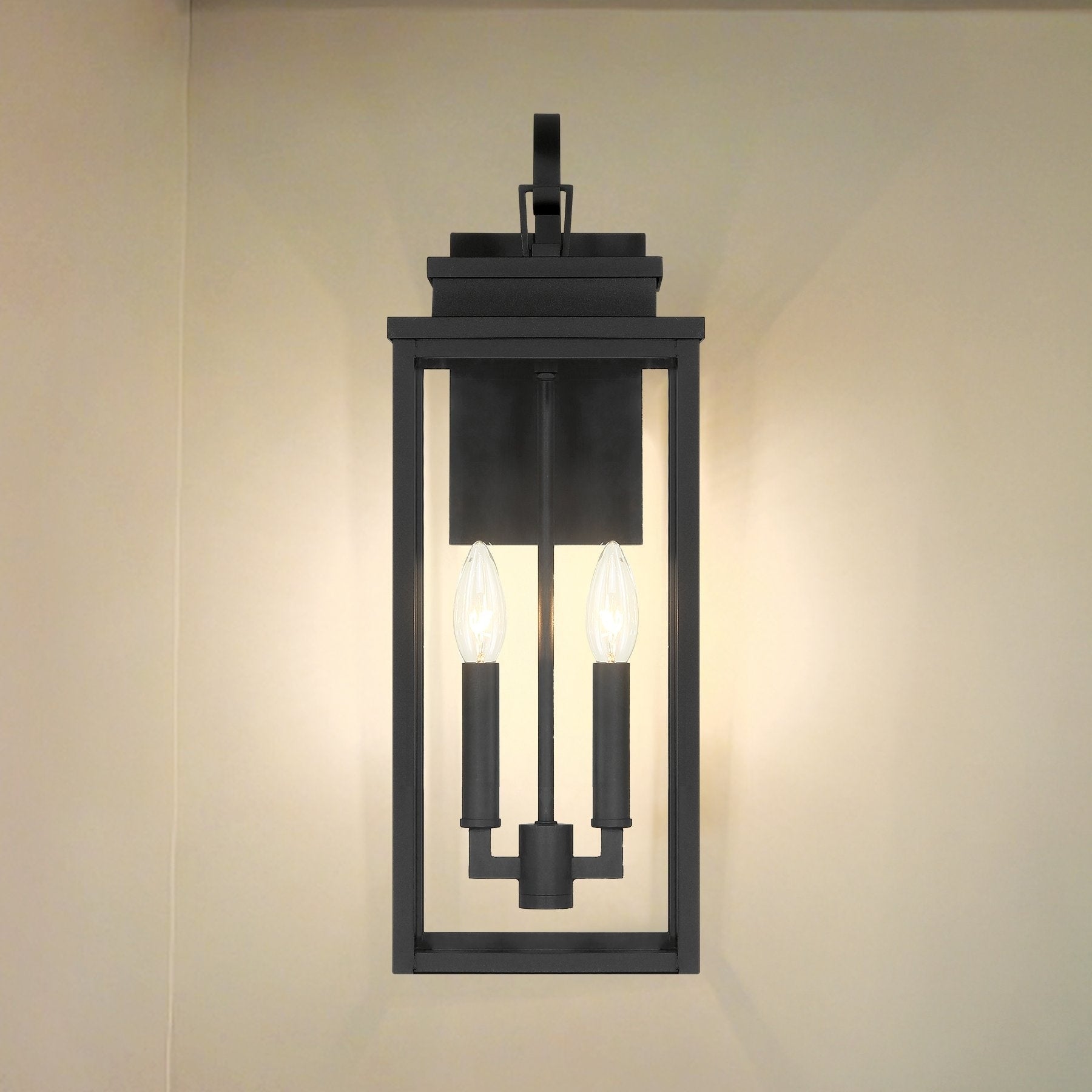 Hillside 20 Inch 2 Light Textured Black Exterior Wall Sconce With Clear Glass