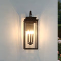 Hillside 25 Inch 3 Light Textured Black Exterior Wall Sconce With Clear Glass