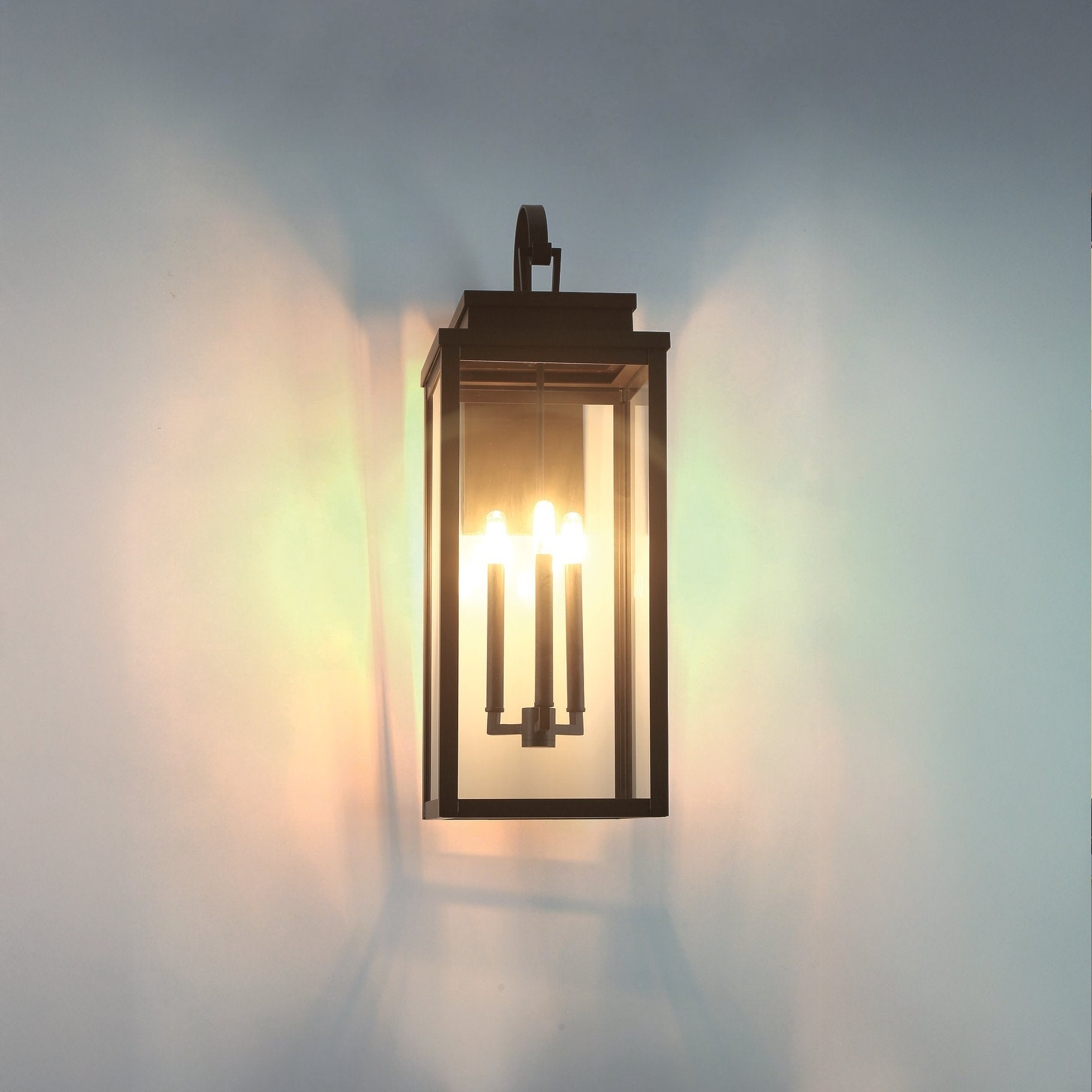Hillside 31 Inch 3 Light Dark Bronze Exterior Wall Sconce With Clear Glass
