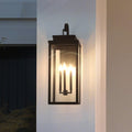 Hillside 31 Inch 3 Light Textured Black Exterior Wall Sconce With Clear Glass