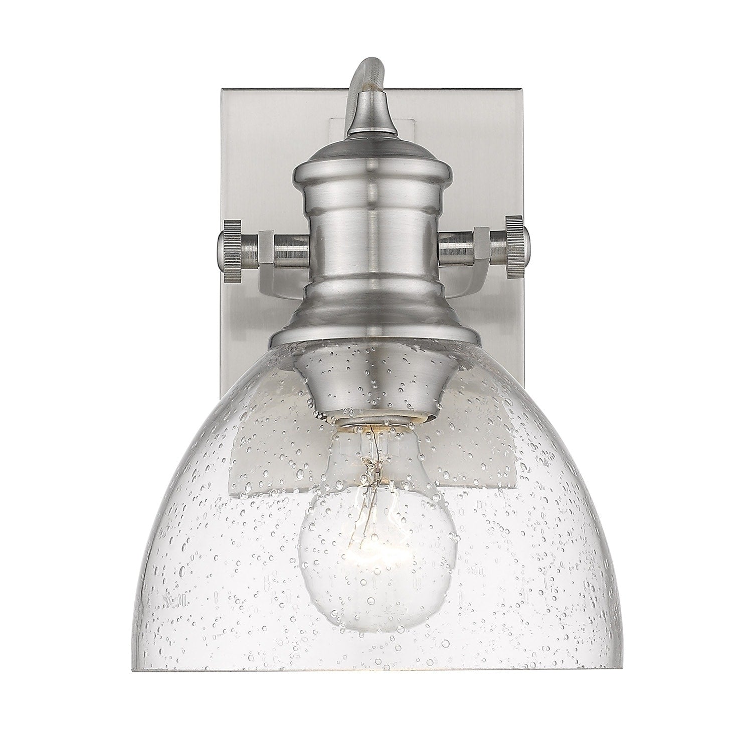 Carbon Loft Barton 1 Light Bath Vanity In Pewter With Seeded Glass