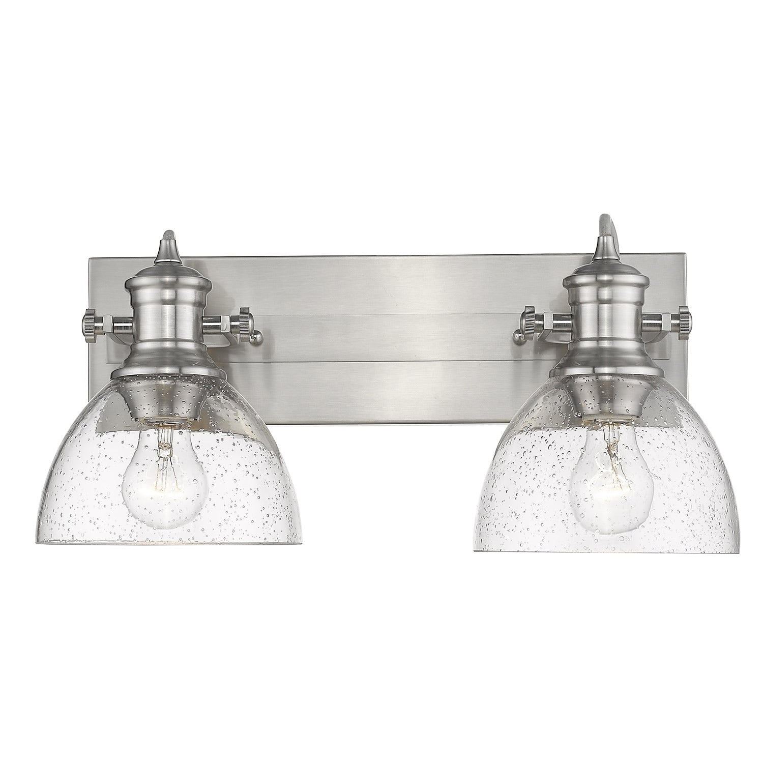 Carbon Loft Barton 2 Light Bath Vanity In Pewter With Seeded Glass