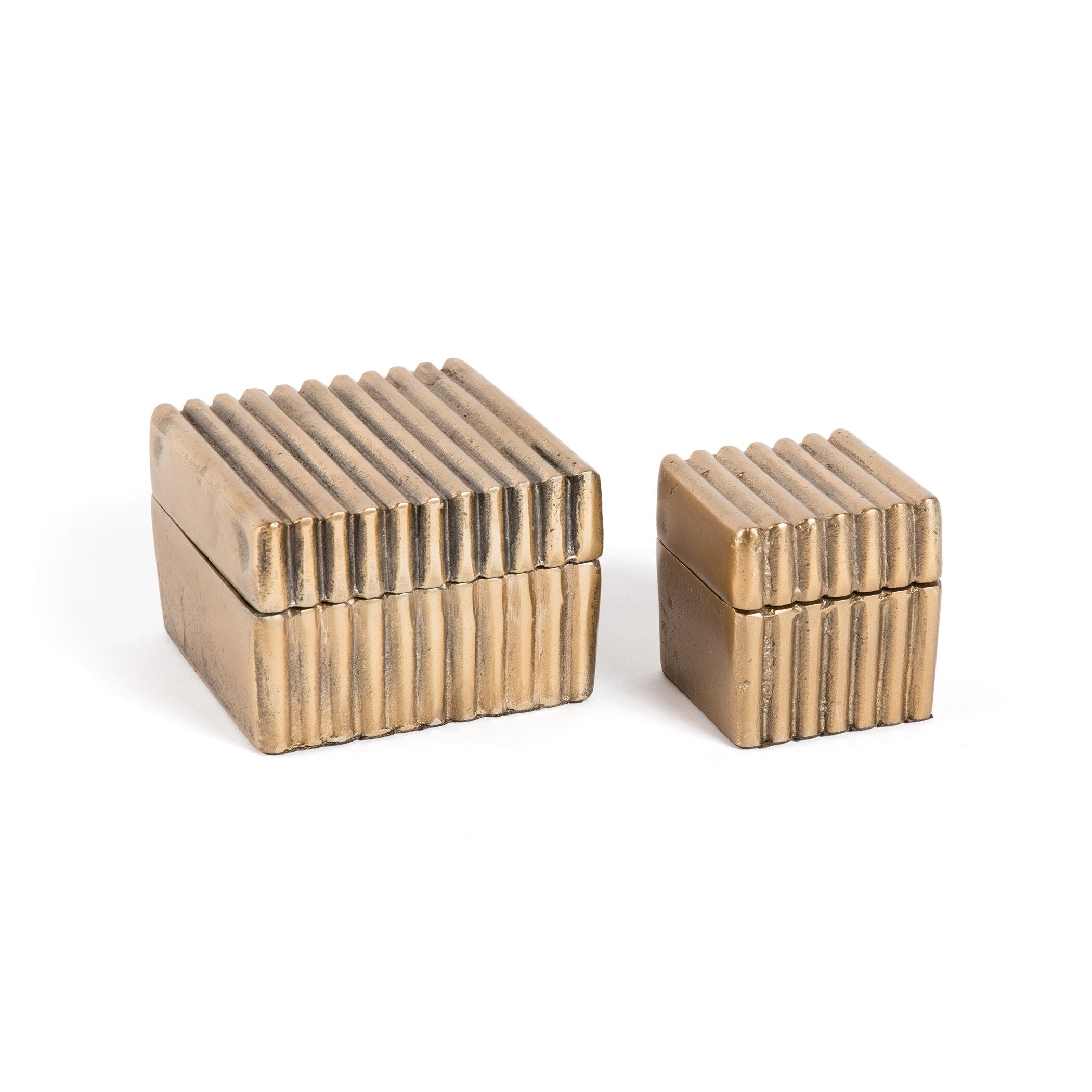 Hip Vintage Antique Gold Curtis Boxes Set Of 2