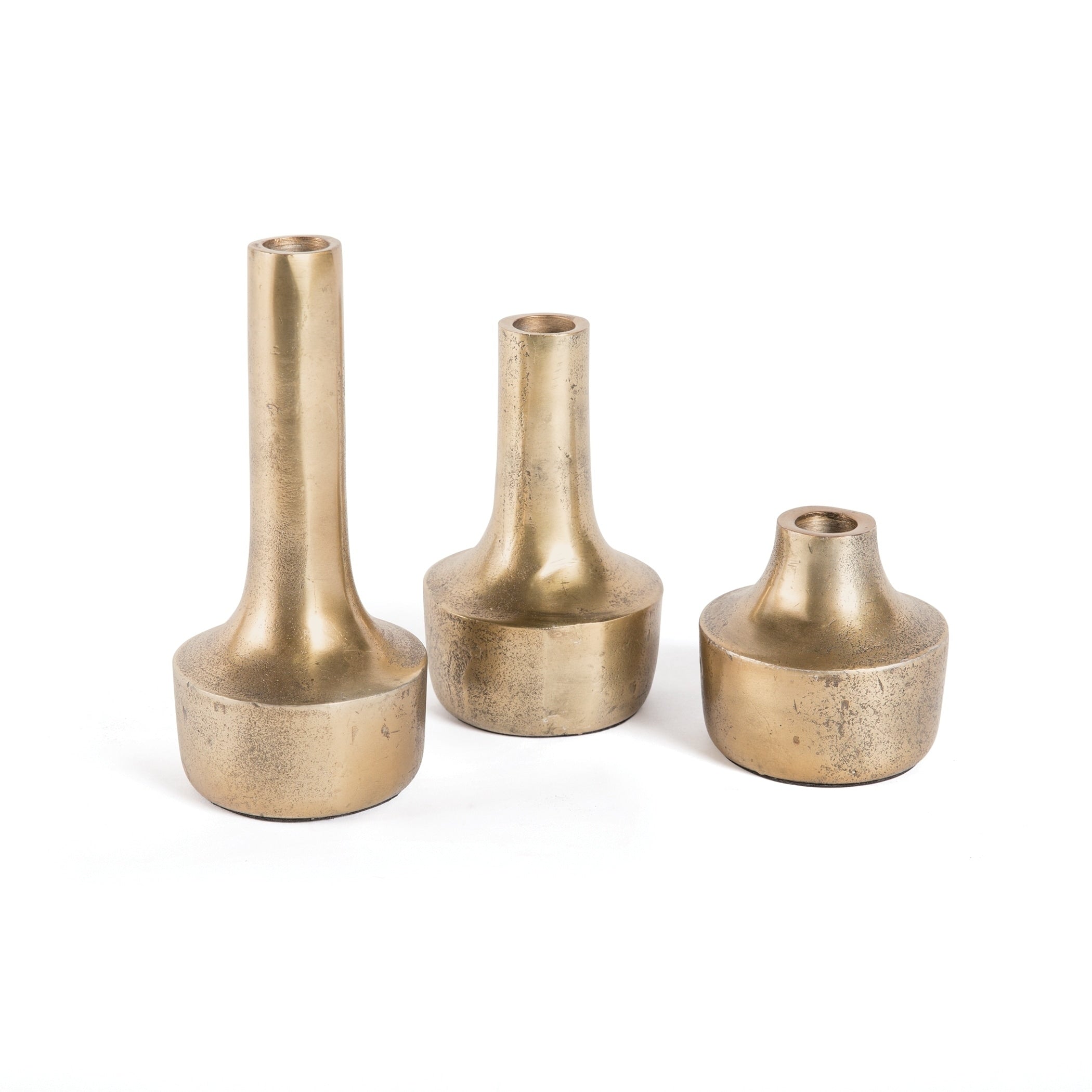 Hip Vintage Antique Gold Vases Set Of 3