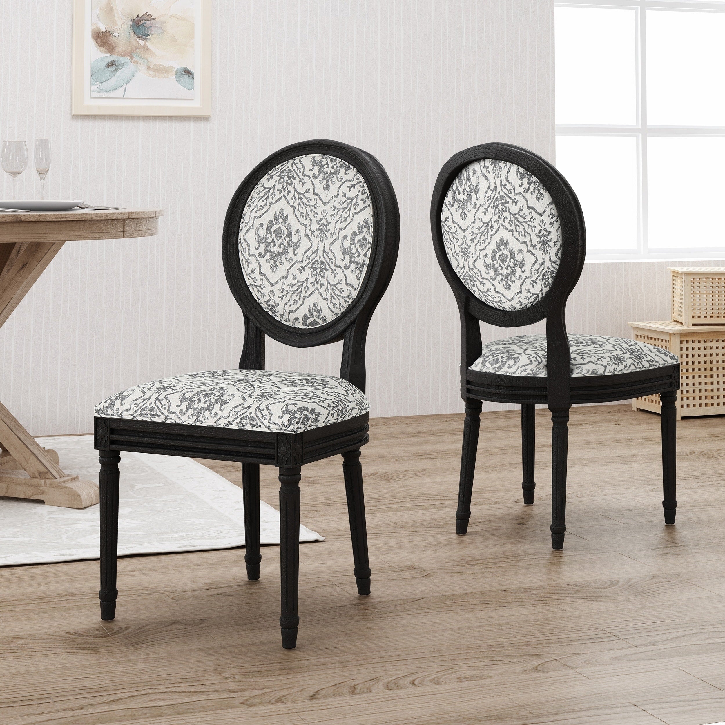 Hiro Traditional Fabric Dining Chairs By Christopher Knight Home