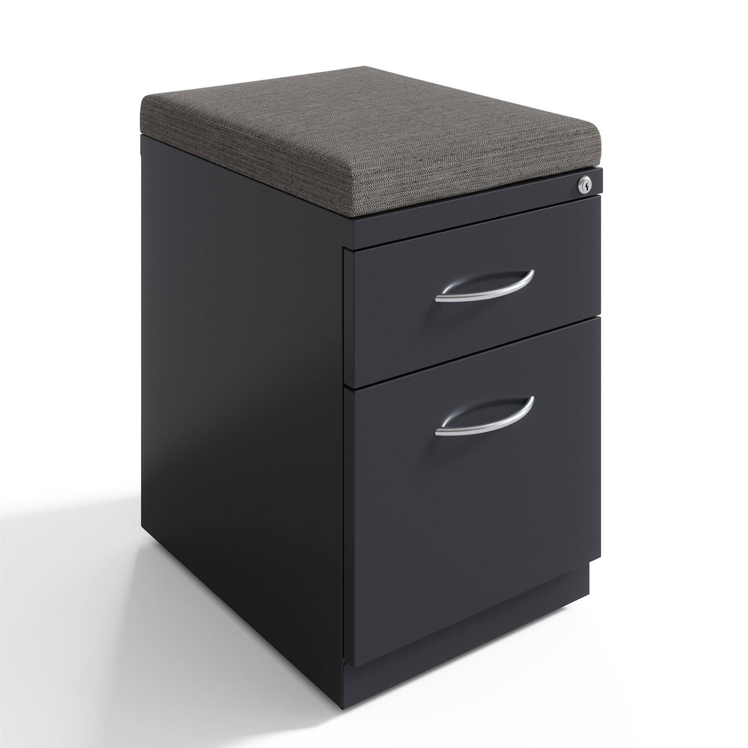 Hirsh 20 Inch Deep Mobile Pedestal File 2 Drawer Box File With Arch Pull And Seat Cushion Charcoal Chinchilla