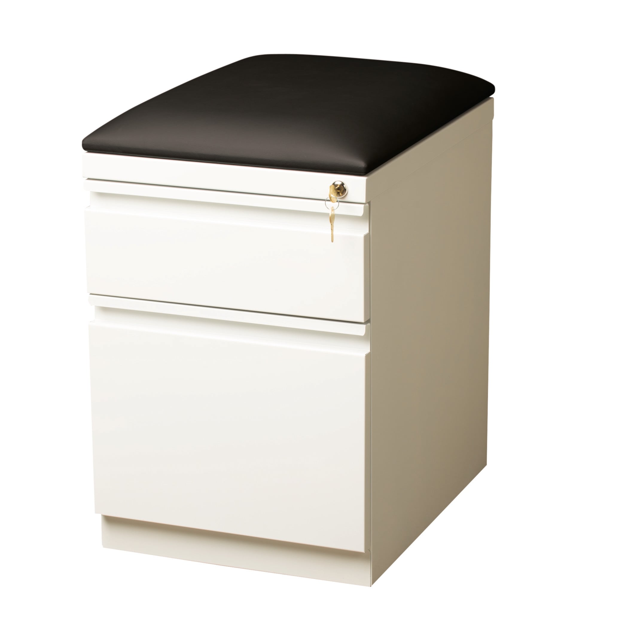 Hirsh 20 D Mobile Pedestal Box File Cabinet With Seat Cushion White