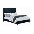 Hiu King Size Bed Wingback Headboard In Black Velvet Like Upholstery