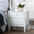 Hoffman Nightstand 2 Drawer Bedside Table With Scalloped Apron And Turned Legs For Bedroom