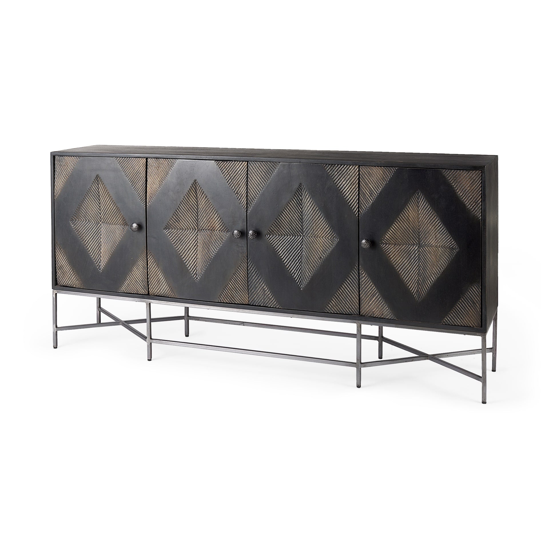 Mercana Hogarth Black Wood Iron Cabinet