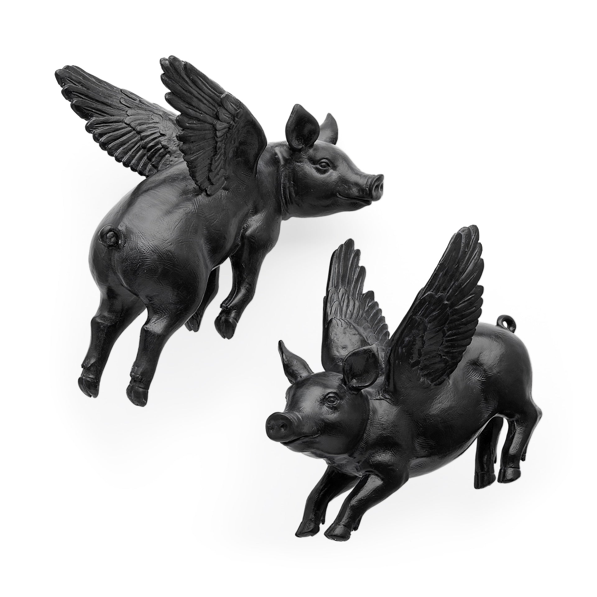 Mercana Hogbadi Ii Black Resin Flying Pigs Wall Decor Set Of 2