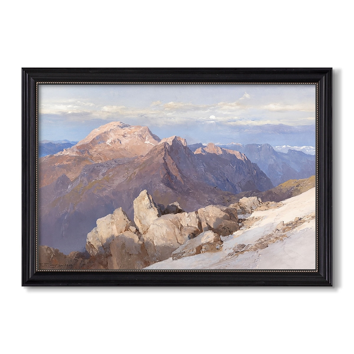 Hoher Goll From Watzmann Hocheck 1919 Edward Theodore Compton Custom Framed Canvas