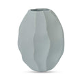 Holcomb Vase Round Ecomix Waved Ripple Contours Matte Sculptural Look Decorative Only Light Blue
