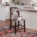 Linon Holcombe Stationary Counter Stool Plush Cow Print Seat Back