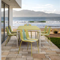 Holiday 4 Pack Modern Striped Color Block Chairs Indoor Outdoor Pp Plastic Seat Sturdy Metal Legs