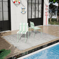 Holiday 4 Pack Modern Striped Color Block Chairs Waterproof Pp Seat Sturdy Metal Legs Indoor Outdoor Dining Set
