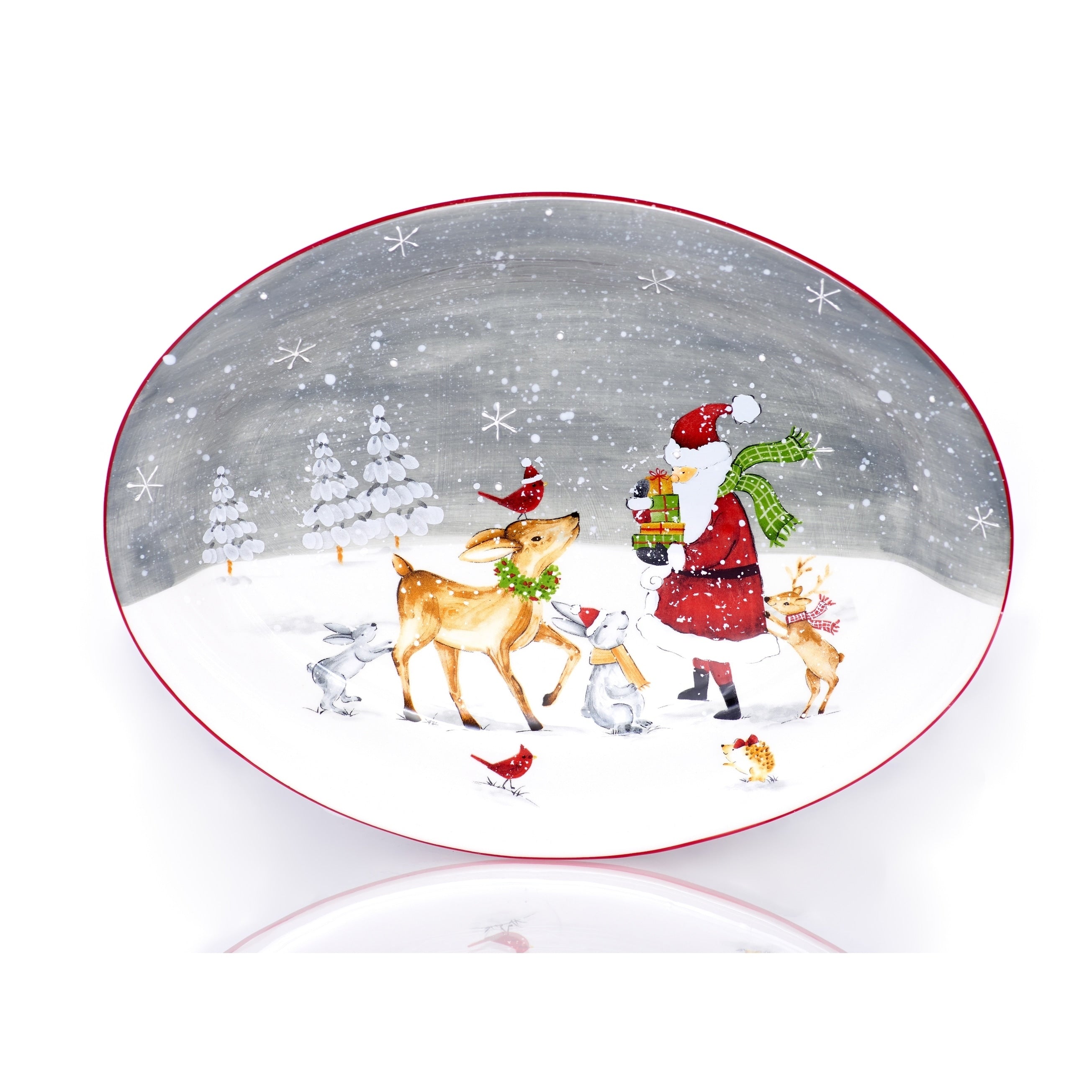 Holiday Cheer Oval Platter 14.75