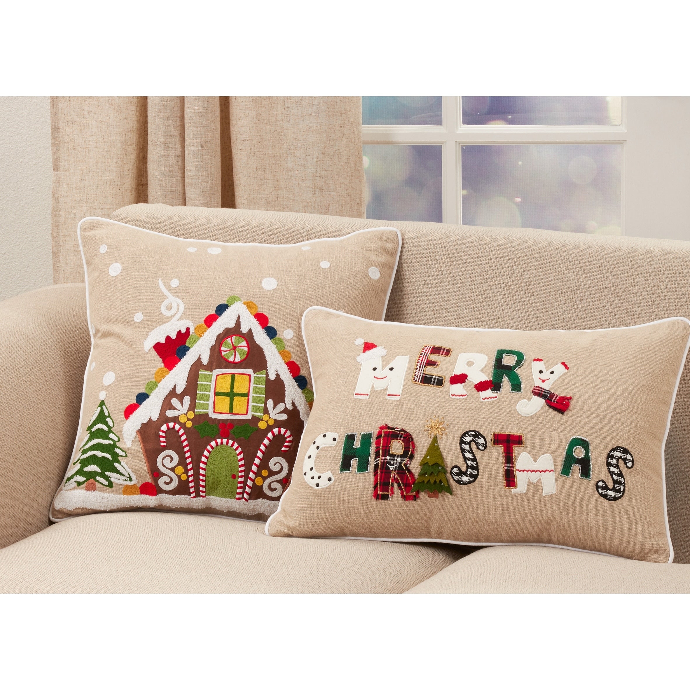 Holiday Pillow With Merry Christmas Design
