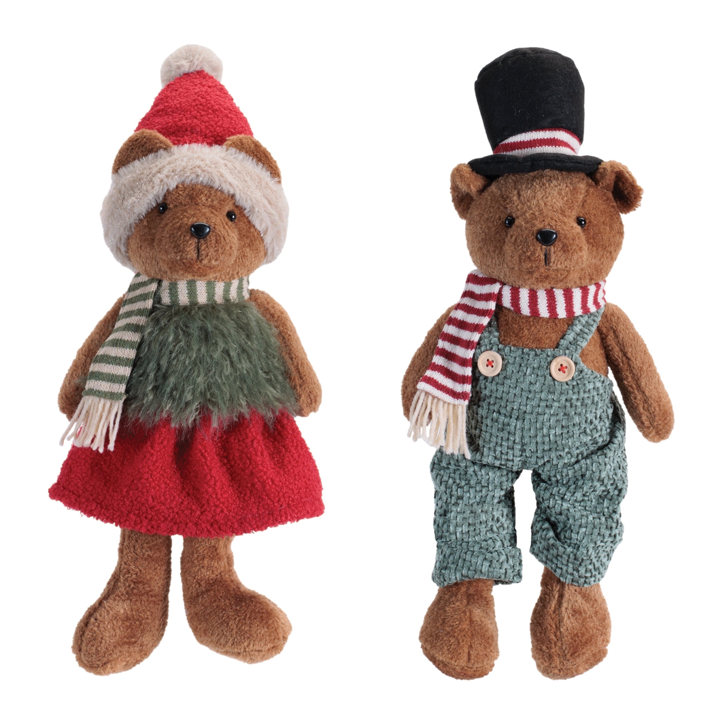 Holiday Plush Bear Figurines Set Of 2