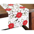 Holiday Poinsettia Embroidered Cutwork Mini Table Runner 12 By 28 Inch