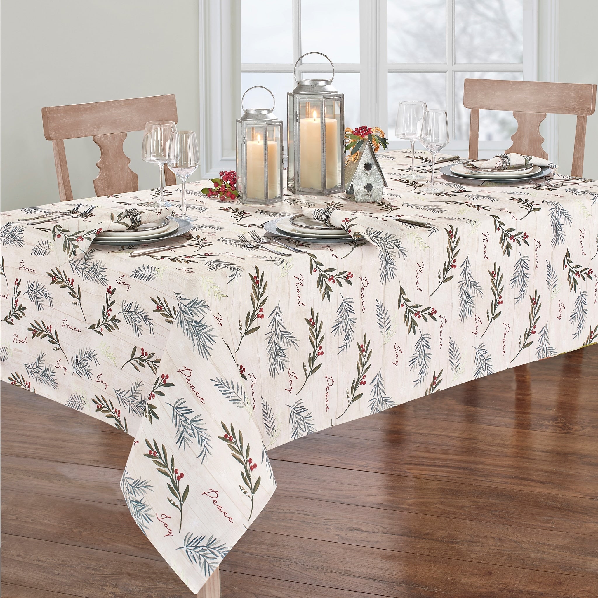 Porch Den Pembrooke Weathered Holiday Tree Trimmings Tablecloth