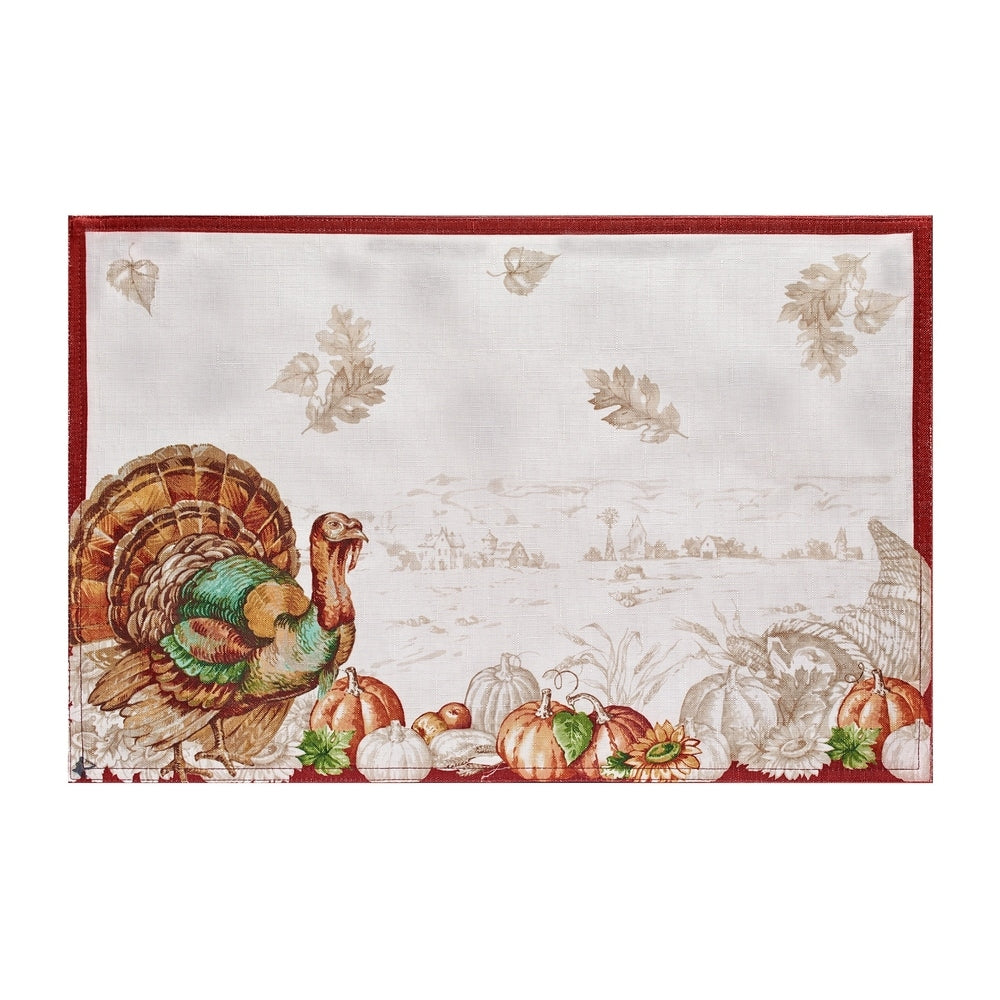Holiday Turkey Bordered Fall Placemat Set Of 4 13 X19