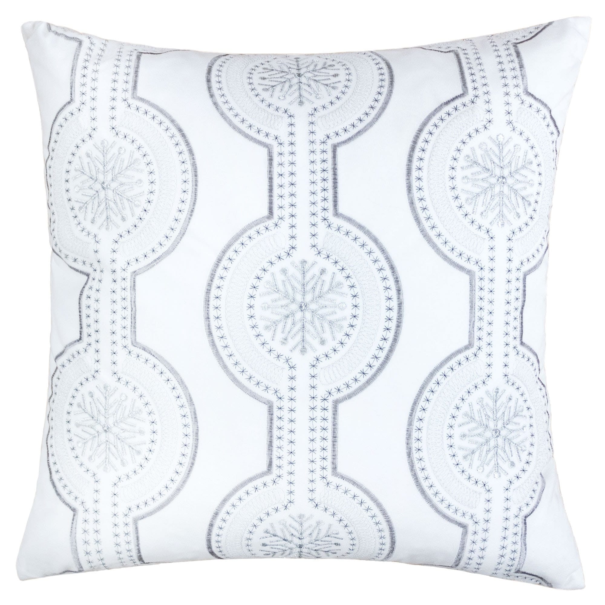 Holiday Velvet Throw Pillow With White Snowflake Embroidery 20X20 With Insert Set Of 2