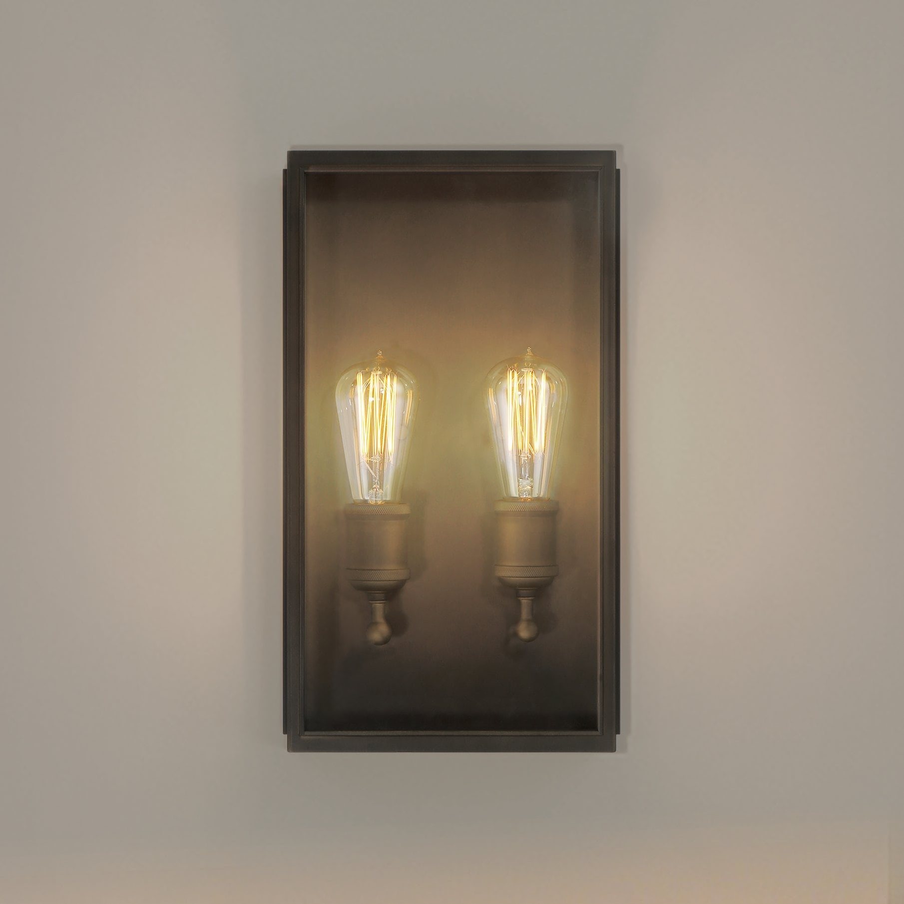 Hollis 16 Inch 2 Light Blackened Brass Exterior Wall Sconce With Clear Glass