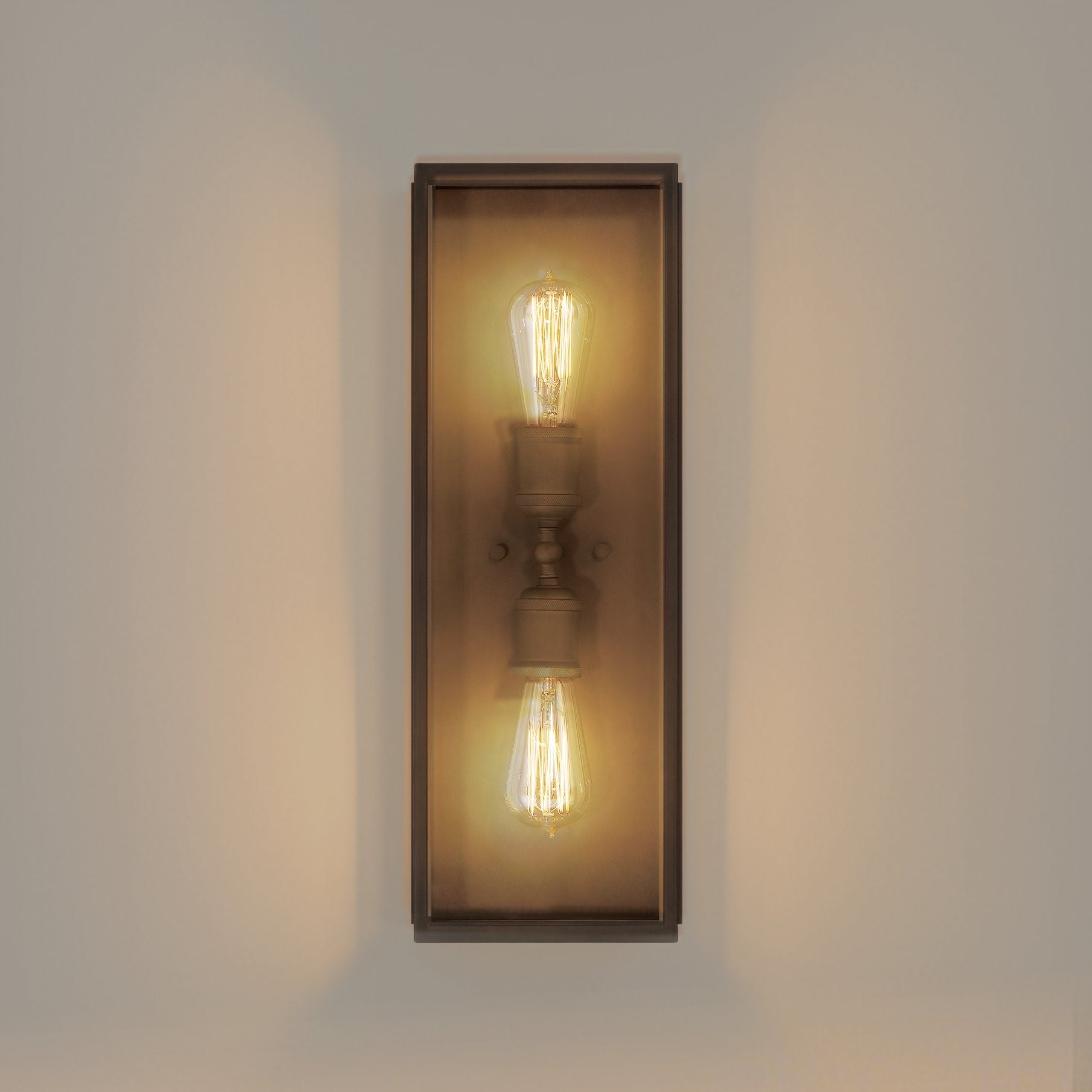 Hollis 20 Inch 2 Light Blackened Brass Exterior Wall Sconce With Clear Glass