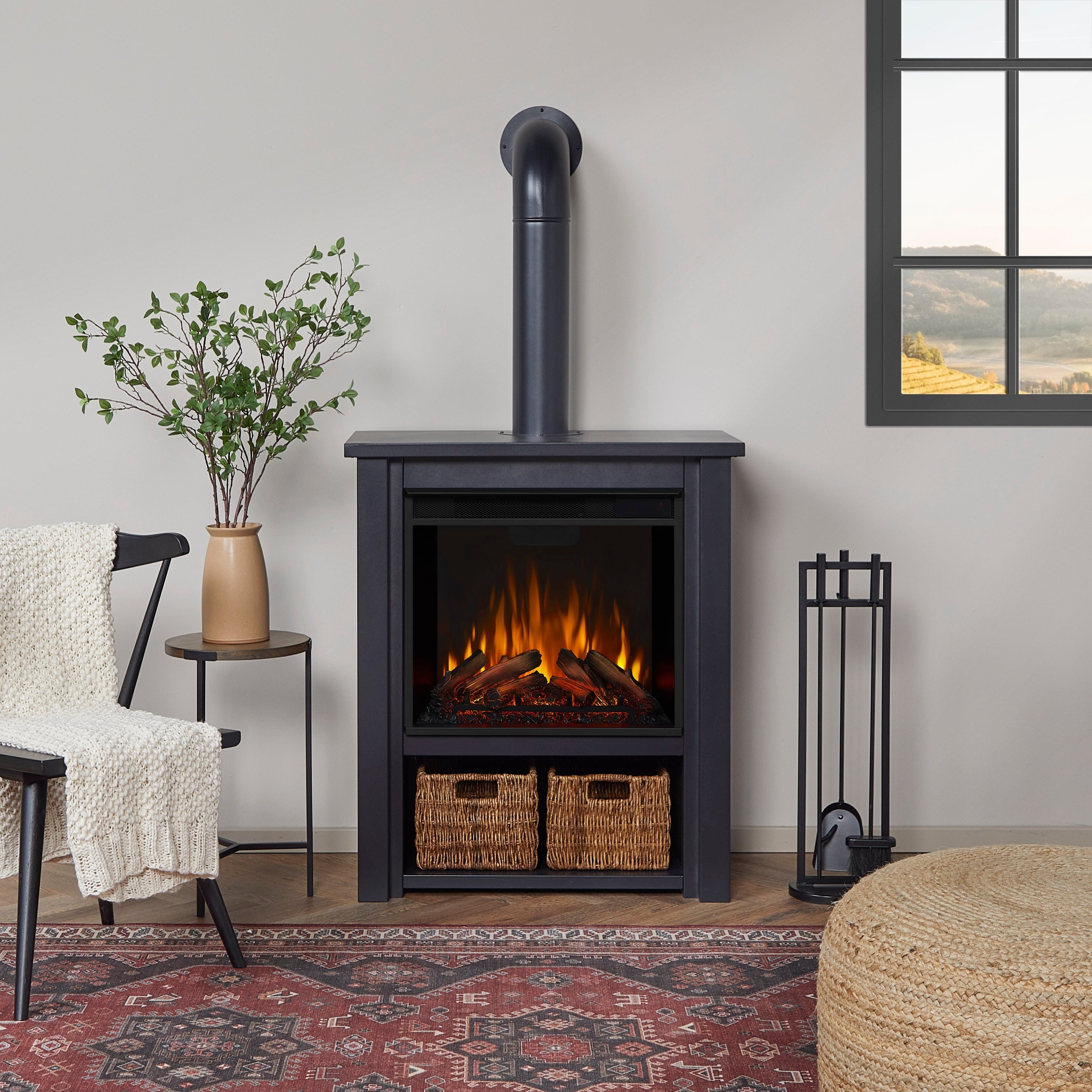 Real Flame Hollis Electric Fireplace Black