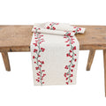 Holly Berry Branch Crewel Embroidered Christmas Table Runner 16 By 36 Inch