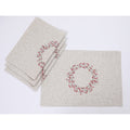 Holly Berry Wreath Embroidered Christmas Placemats 14 By 20 Inch Linen Blend Set Of 4