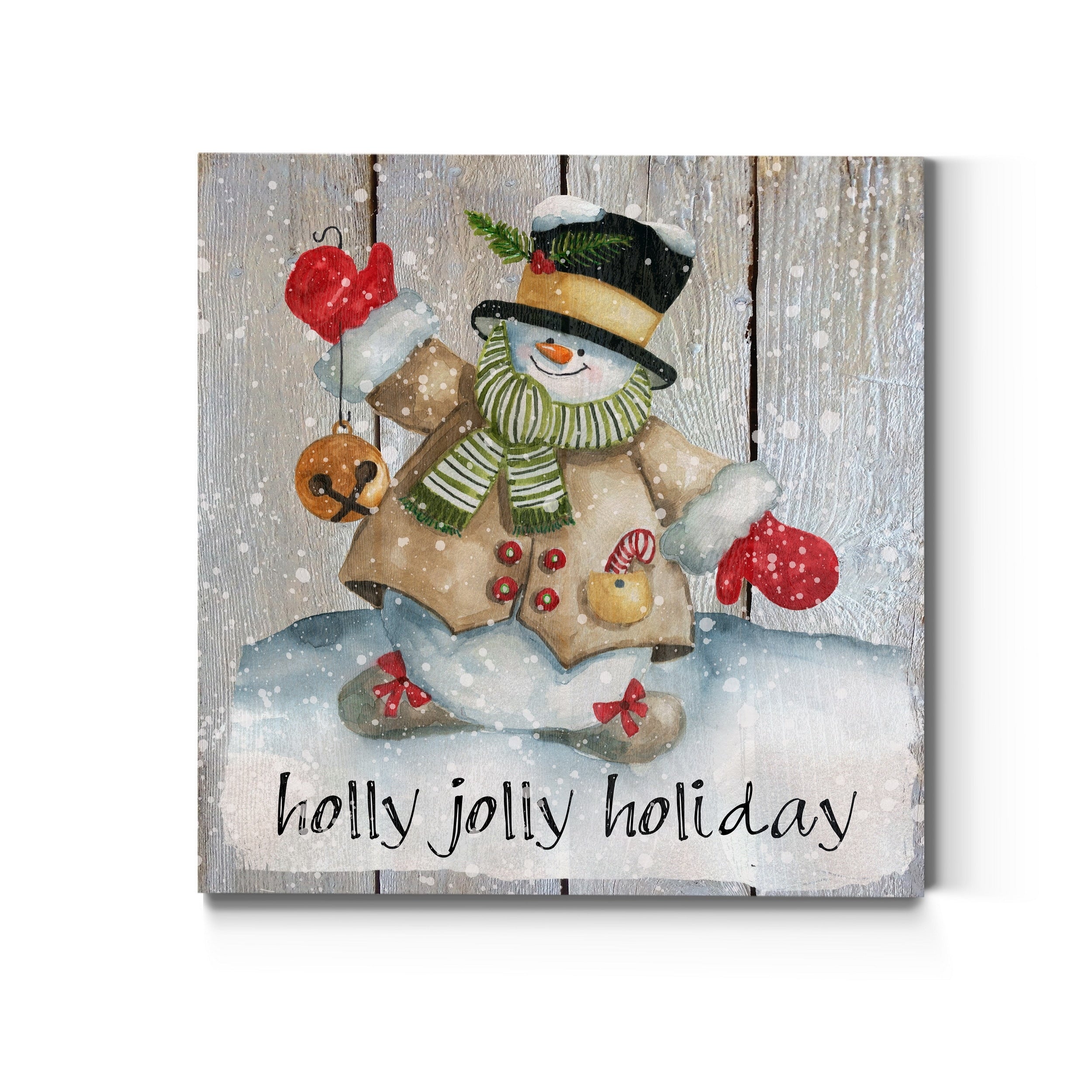 Holly Jolly Snowman Premium Gallery Wrapped Canvas Ready To Hang